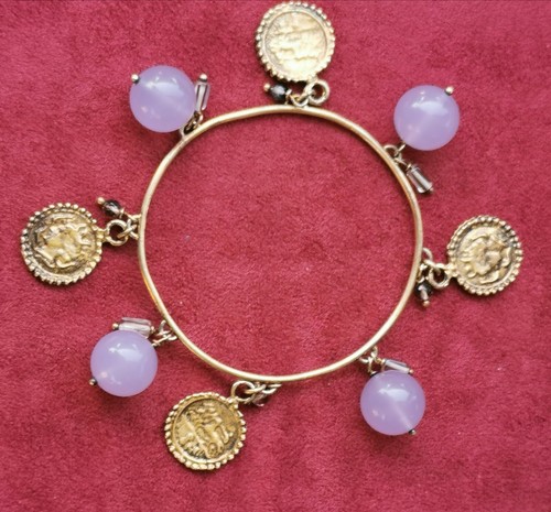 Sterling Silver Gilded Bangle Amethyst and Italy | eBay