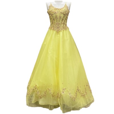 Mon Cherie yellow sequined prom homecoming bridesmaid dress | eBay
