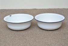 2x old white enameled washing bowl bath enamel 36 cm - FREE POSTAGE