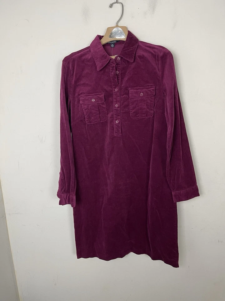 Vestido para mujer Chadwicks 12 púrpura pana botón academia tono joya dinero antiguo Foto 2 de 4