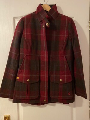 Womens Coats Joules Red Tweed Jacket JOULES Red/Burgundy Tweed