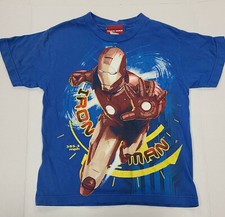 MARVEL STUDIOS IRON MAN BOYS BLUE LARGE T-SHIRT 10-12 MCU MARVEL COMICS