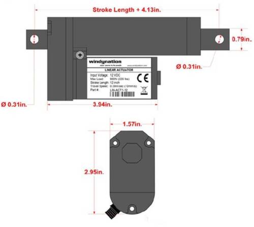WindyNation 12V Linear Actuator + UP Down Switch + Mounting Brackets 225 lb Lift - Picture 5 of 14