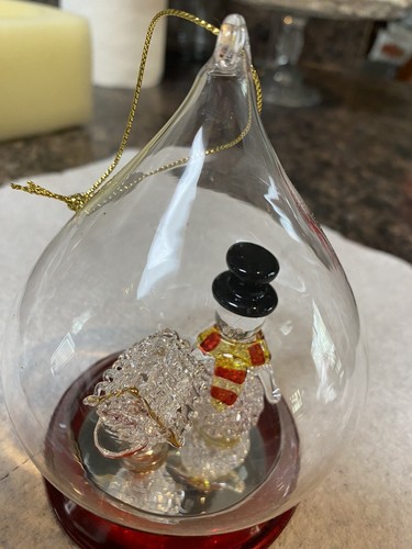 blown glass snowman ornament Inclosed In Blown Case - Picture 2 of 5