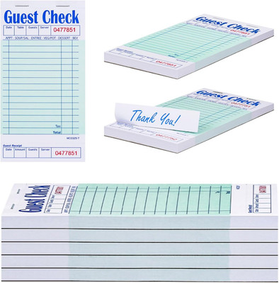 Guest Checks Server Note Pads 250 Orders Waitress Notepad for Restaurants (5 Boo