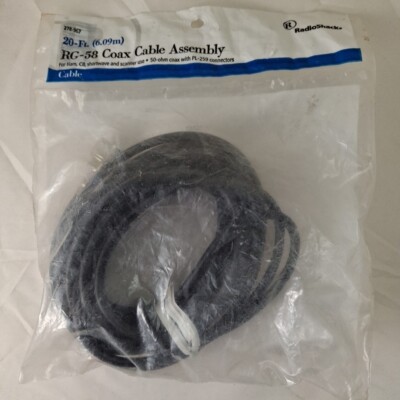 Radio Shack 20 Ft RG-58 Coaxial Cable Assembly New Old Stock In The Package.