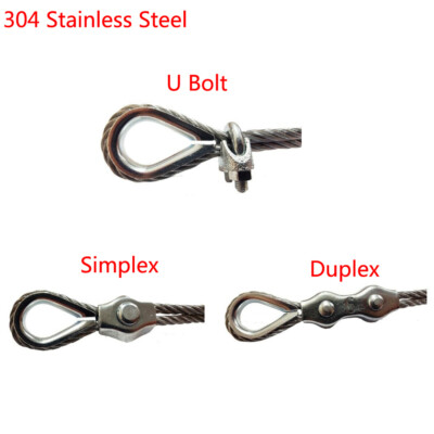 304 Stainless Steel Simplex Duplex U Bolt Steel Wire Grip Rope Cable Clamp Clips