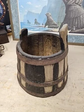 Antique Europaen Early Primitive Wood Bucket Firkin  - Beautiful Coloring