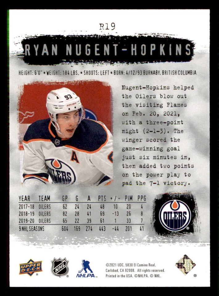 2020-21 SP Authentic '00-01 Retro #R19 Ryan Nugent-Hopkins - Image 2 of 2