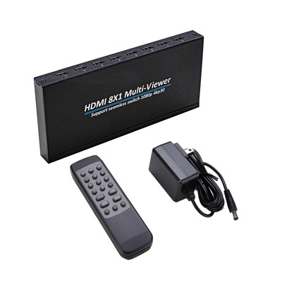 1 Pcs HDMI 8x1 Multi-viewer With 12V Power Adapter Remote Control Replacement E