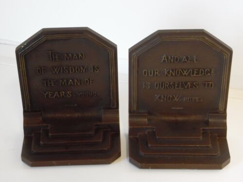 Antique Bradley and Hubbard Cast Iron Bookends - Pope and Young Quotes - Picture 1 of 7