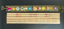 Lot 6 Vintage Advertising Yardsticks Rulers w/ Handmade Folk Art Wall Organizer