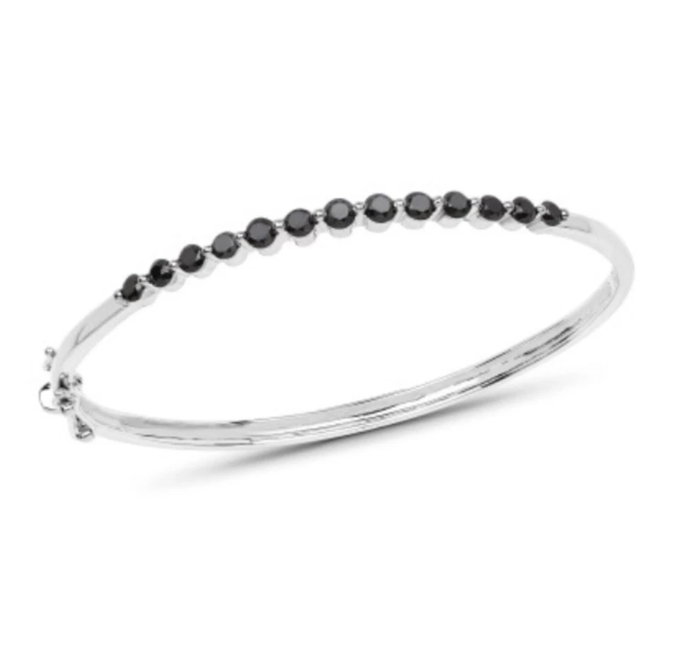 Brazalete de 7,5 pulgadas con acabado de rodio de oro blanco para mujer Foto 2 de 4