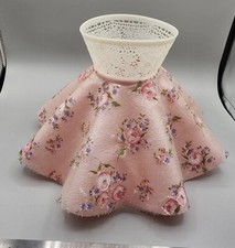 VINTAGE FRENCH PROVINCIAL LAMP SHADE BABY NURSERY RUFFLED W/OVERLAY 50'S/60'S