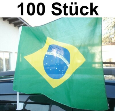100x AUTOFAHNE BRASILIEN FUßBALL WM AUTOFLAGGEN BANDEIRA Brasil Samba Festival