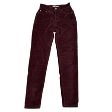 Levi's Wedgie Skinny Corduroy Pants Women 24 Burgundy High Rise PC9523050044