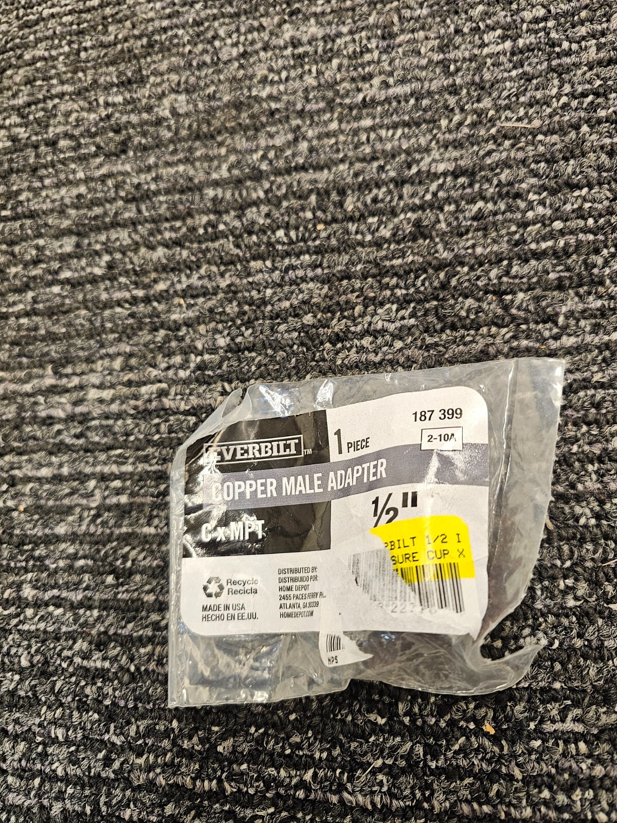 (QTY 10) Everbilt 187 399 CxMNPT 1/2" Copper Male Adapter