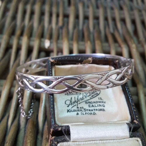 Vintage 925 Sterling Silver Bracelet, Celtic Bangle, 6.8 Inches, Hallmarked - Picture 4 of 8