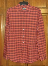 Kenneth Cole Unlisted Mens Button Down Long Sleeve Shirt Rust  Size 15.5 (34-35)