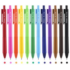Colored Gel Pens,12 Pcs 0.7mm Fine Point Retractable Pens with Quick-Dry Ink -