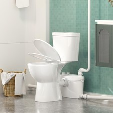 19" Macerating Toilet System with 750W Pump 2-Piece Upflush Toilet for Basement