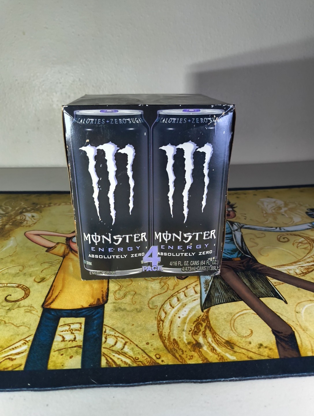 Monster Absolutely Zero Energy Can 2014 paquete de 4 (púrpura) raro *solo pantalla*