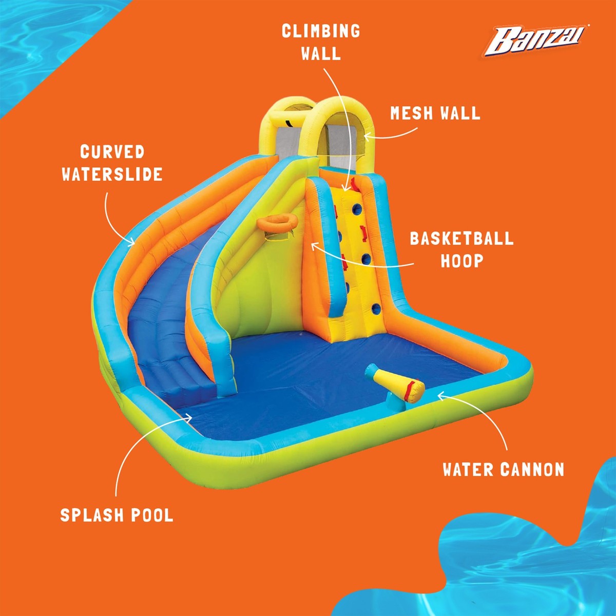 Climbing Wall Banzai Inflatable Water Park Slide Water Slide