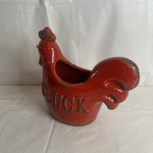 Chicken Planter Distressed Look Farmhouse Red cooking utensil holder Read - Picture 8 of 12