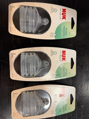 3 - Pack Nuk Simply Natural 2pk Nipples 6+M Fast Flow BPA Free Anti-colic 