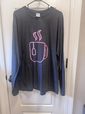 Tea Lovers Women’s Long Sleeve T-shirt  Gray w/Pink Graphic. XL Fan Fave