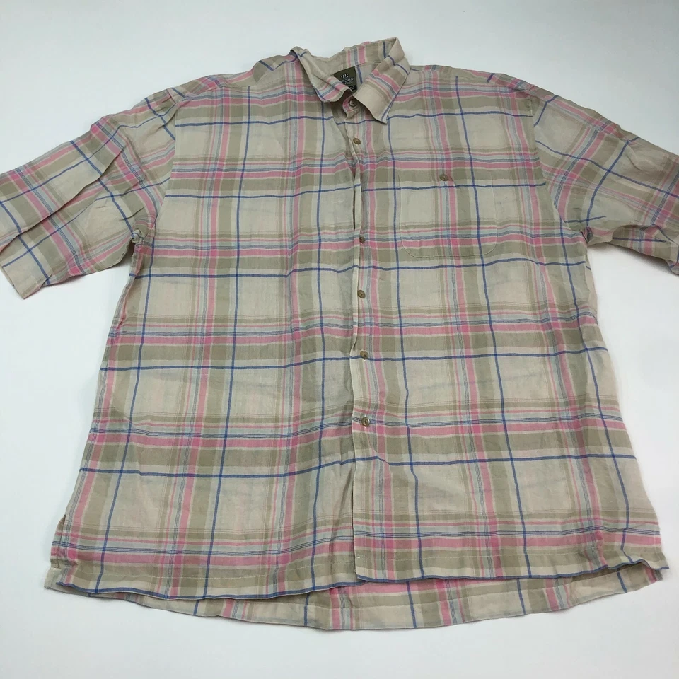 Camisa Jordan Craig Abotonada Para Hombre XXL Multicolor Rayas Lino Manga Corta Foto 3 de 4