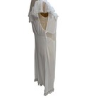 Vintage Virginia Wallace White Sheer Ruffle Trim Long Nightgown Size 38 Lingerie