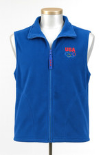 Vintage TEAM USA Olympic Committee Blue Full-Zip Fleece Vest XL