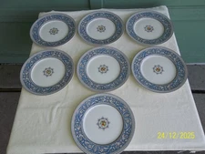 HTF Set of 7 Myott Royal Staffordshire Medici Sky Blue Dinner Plates