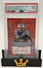 Omarion Hampton Auto 1/2 PSA 9 2024 Wild Card 5 Card Draw Red RC
