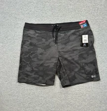 Pelagic Fishing Hybrid Board Shorts Mens 40 Gray Camo Pockets Drawstring Beach