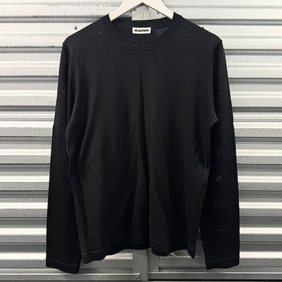 JIL SANDER FW19 BLACK VIRGIN WOOL SWEATER LIGHTWEIGHT SZ IT 50