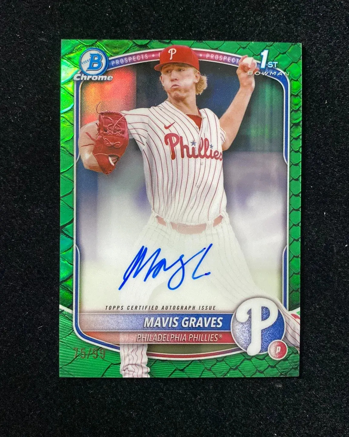 2025 Topps Bowman Chrome Green Reptilian #CPA-MG Mavis Graves 1st Auto /99 KM022