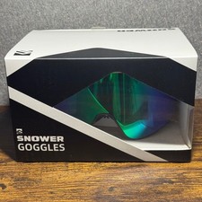 SNOWER Ski Goggles OTG Snowboard Goggles Green Mirror Lens Magnetic UV400 New
