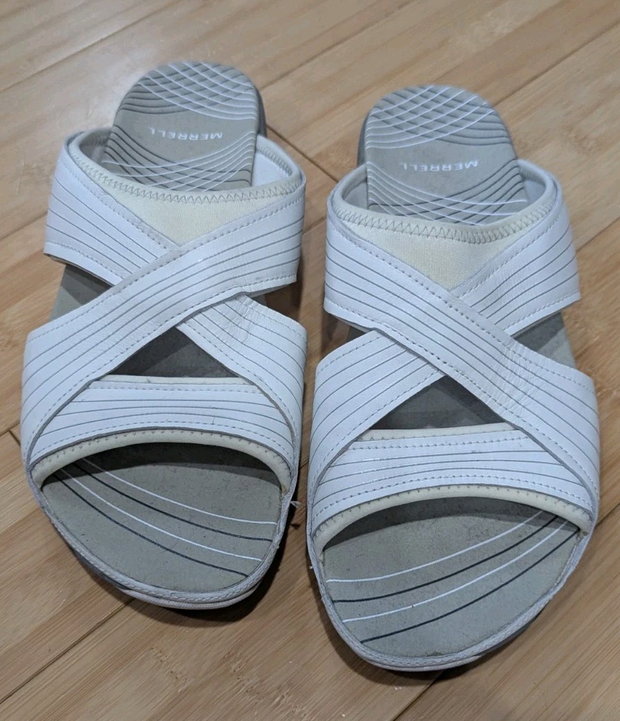 MERRELL sandali donna bianco erica slide slip on pelle scamosciata nuovi taglia 11