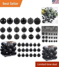 Christmas Ornament Balls Black Set 36pcs Shatterproof Holiday Decorations