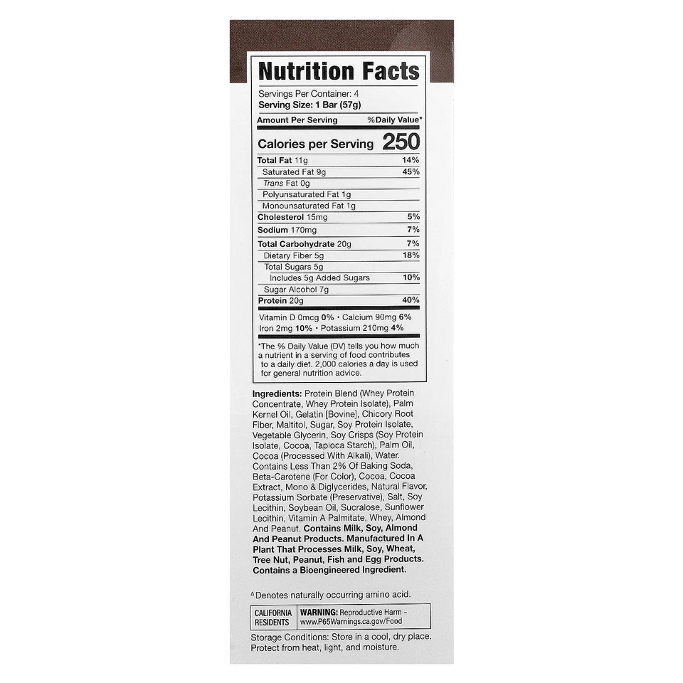 Протеиновый батончик Combat Ready™, шоколадный торт, 4 батончика, 2,01 унции (57 г) каждый - Изображение 2 из 3