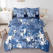 Blue Camouflage Comforter Set with Sheets Full Size Camo Bed in a Bag for Boy...