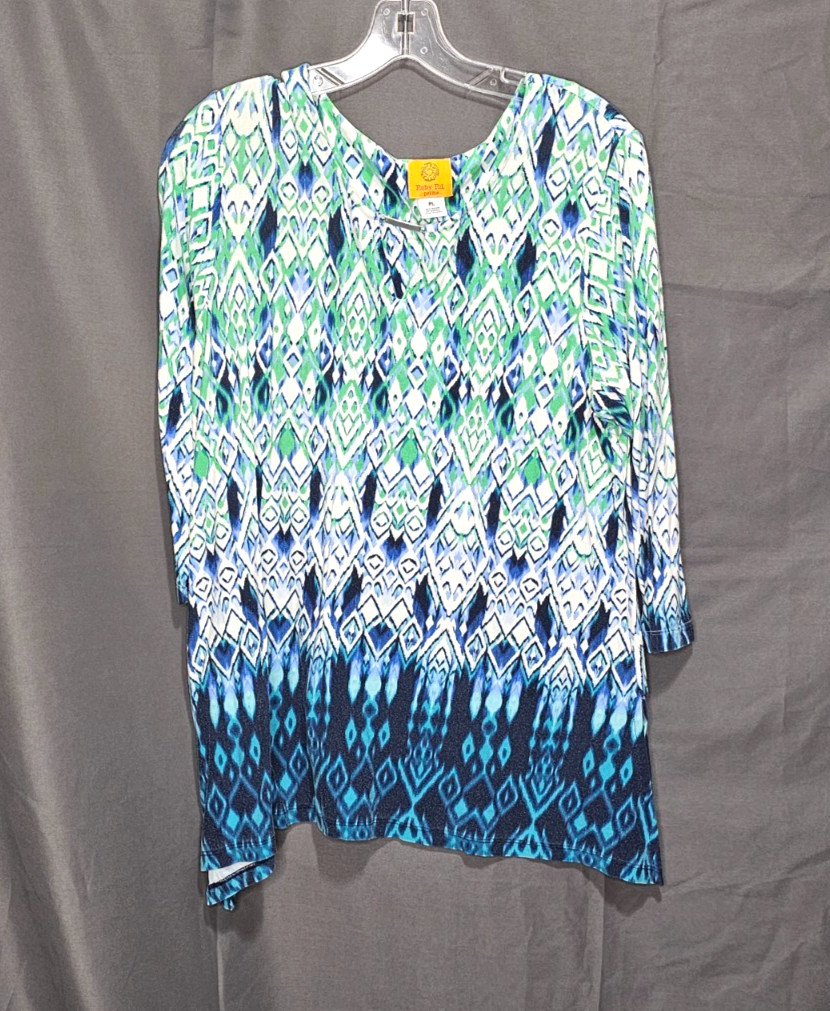 Ruby Rd. - Multicolor Geometric Rayon 3/4 Length … - image 1