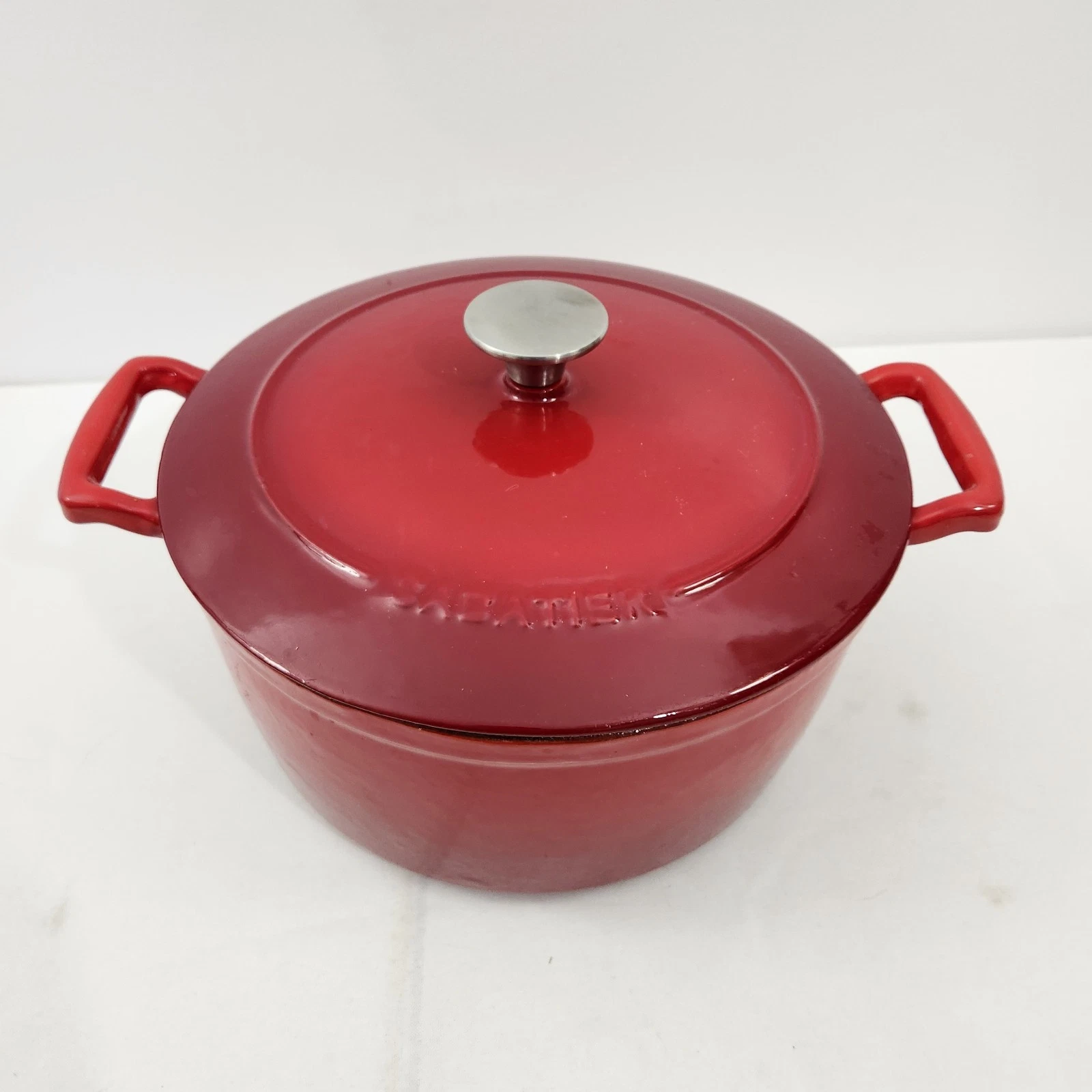 Sabatier 7 Quart Cast Iron Enamel Coated Dutch Oven Red Large with Handles Lid