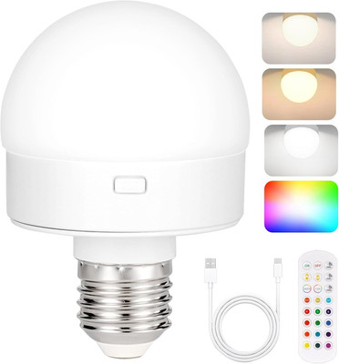 Rechargeable Battery Operated Light Bulb with Remote Control,350Lm Dimmable Deta