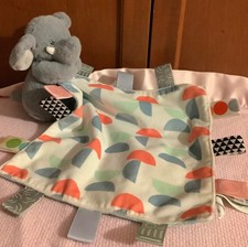 Lovey Plush Gray Elephant Taggies   Shapes Security Blanket Fleece