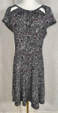 Michael Kors Paisley Floral Cutout Burgundy Black Dress Woman’s Sz M Medium