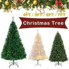4 5 6 7Ft Artificial Spruce Christmas Tree  LED Lights Stand Holiday Decorative