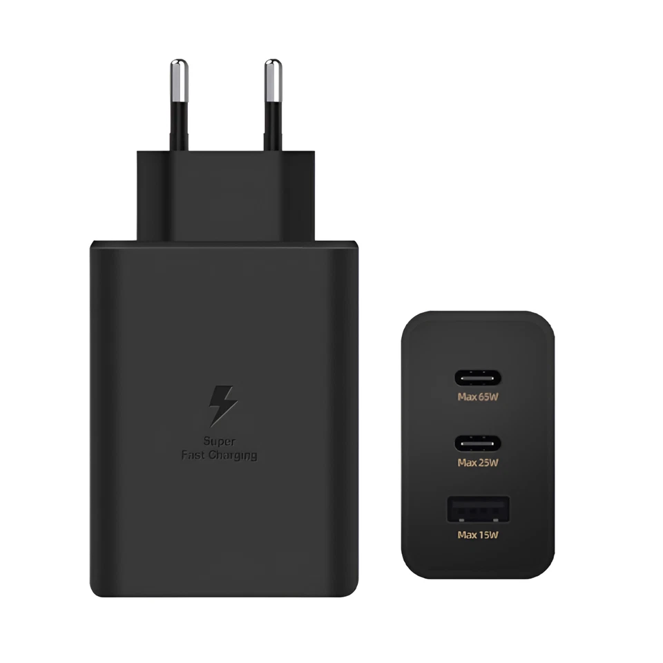 Original Samsung 65W Schnellladegerät Netzteil Trio USBC USB Anschluss Ladekabel - Bild 4 von 4